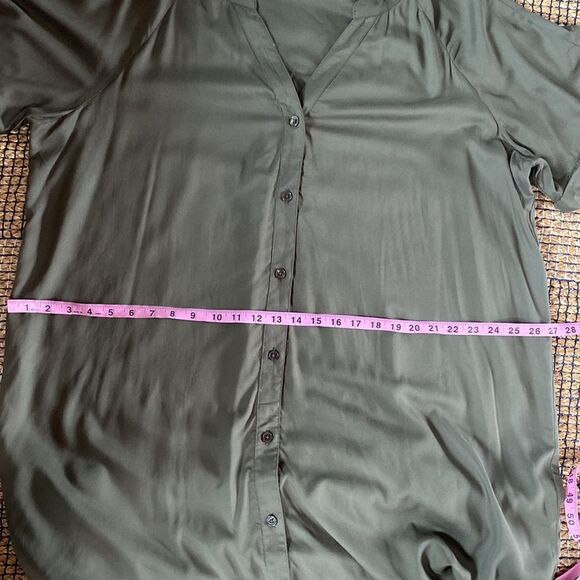 Roman’s Olive Green Short Sleeve Dress Coverup Plus Size 22W - Picture 9 of 11